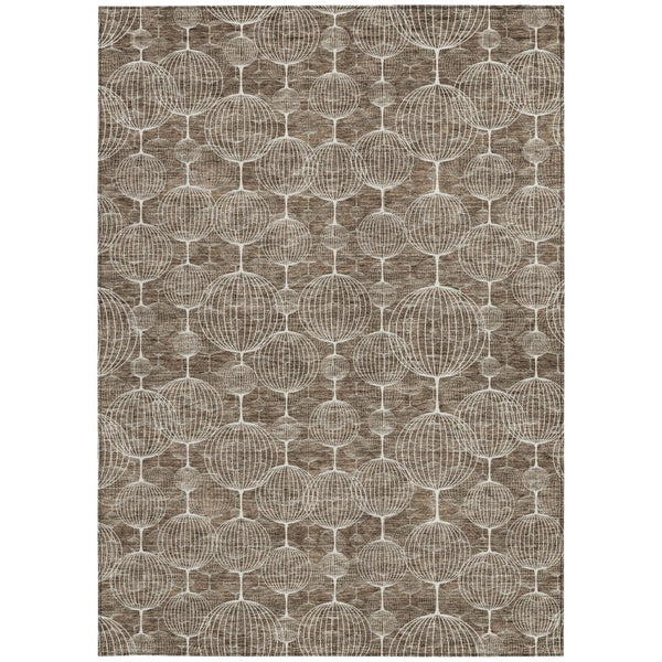 Homeroots 3' Artichoke Green Geometric Washable Area Rug - Perfect For Indoor And Outdoor Spaces, Durable Design 10' X 14' Polyester 583665