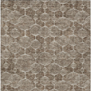 Homeroots 3' Artichoke Green Geometric Washable Area Rug - Perfect For Indoor And Outdoor Spaces, Durable Design 10' X 14' Polyester 583665