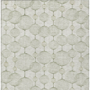 Homeroots 3' Artichoke Green Geometric Washable Area Rug - Perfect For Indoor And Outdoor Spaces, Durable Design 5' X 8' Polyester 583667