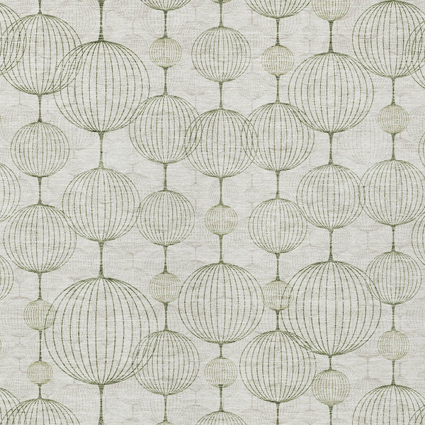 Homeroots 3' Artichoke Green Geometric Washable Area Rug - Perfect For Indoor And Outdoor Spaces, Durable Design 5' X 8' Polyester 583667