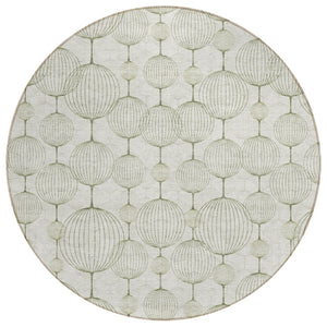 HomeRoots 5' Stylish Green and Beige Geometric Washable Indoor/Outdoor Area Rug for Versatile Spaces 8' Round 583668