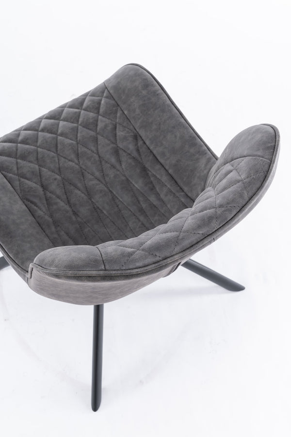 English Elm Mid-Century Modern Swivel Dining Chair Set Of 2 - Elegant Tufted Accents, Metal Legs, Dark Gray T3903P405989