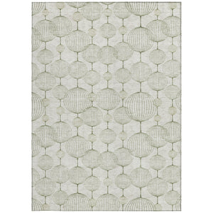 Homeroots 3' Artichoke Green Geometric Washable Area Rug - Perfect For Indoor And Outdoor Spaces, Durable Design 9' X 12' Polyester 583670
