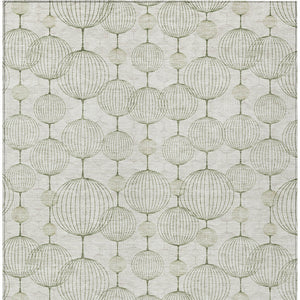 Homeroots 3' Artichoke Green Geometric Washable Area Rug - Perfect For Indoor And Outdoor Spaces, Durable Design 9' X 12' Polyester 583670