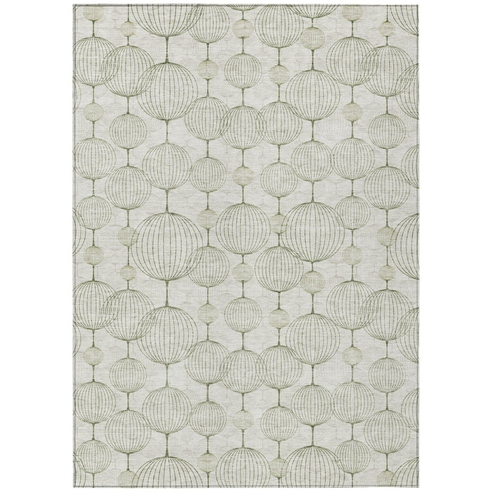 HomeRoots 5' Stylish Green and Beige Geometric Washable Indoor/Outdoor Area Rug for Versatile Spaces 10' X 14' 583671