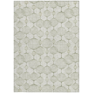 Homeroots 3' Artichoke Green Geometric Washable Area Rug - Perfect For Indoor And Outdoor Spaces, Durable Design 10' X 14' Polyester 583671