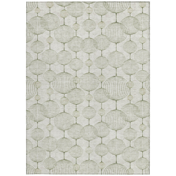 Homeroots 3' Artichoke Green Geometric Washable Area Rug - Perfect For Indoor And Outdoor Spaces, Durable Design 10' X 14' Polyester 583671