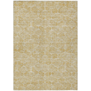 HomeRoots 5' Gold Ivory and Beige Geometric Indoor Outdoor Rug - Stylish, Durable, and Machine Washable for Any Space 8' X 10' 583675