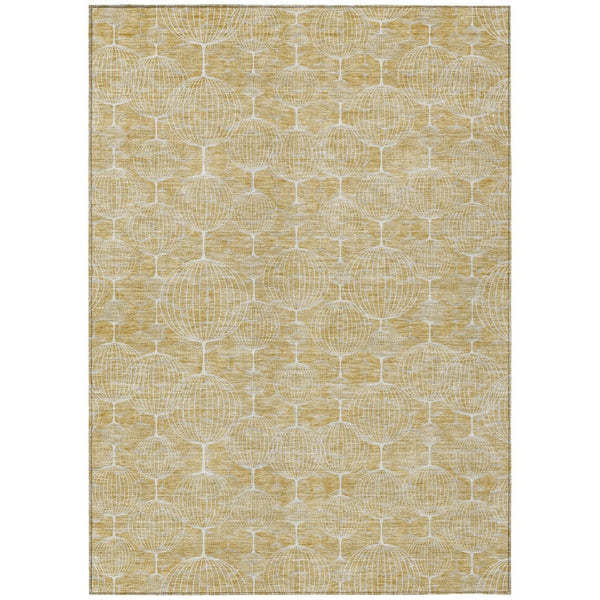 HomeRoots 5' Gold Ivory and Beige Geometric Indoor Outdoor Rug - Stylish, Durable, and Machine Washable for Any Space 8' X 10' 583675
