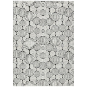 HomeRoots 9' Graphite Gray and Silver Geometric Area Rug - Durable, Stylish, and Washable for Indoor/Outdoor Use 9' X 12' 583682