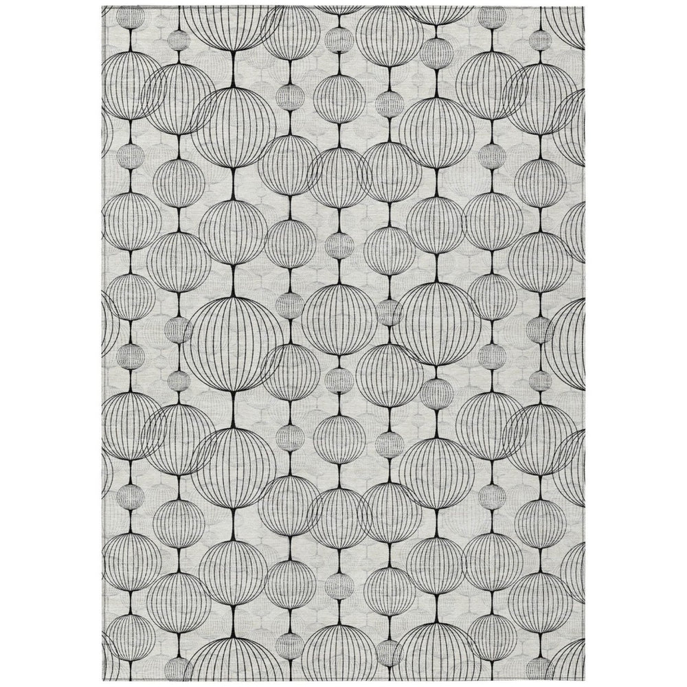 HomeRoots 5' Stylish Graphite Gray and Silver Geometric Area Rug – Durable, Washable for Indoor & Outdoor Use 10' X 14' 583683