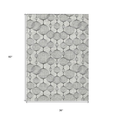 Homeroots 3' Artichoke Green Geometric Washable Area Rug - Perfect For Indoor And Outdoor Spaces, Durable Design 3' X 5' Polyester 583684