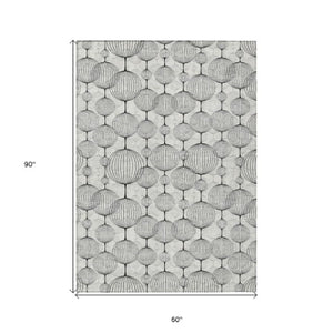 Homeroots 3' Artichoke Green Geometric Washable Area Rug - Perfect For Indoor And Outdoor Spaces, Durable Design 5' X 8' Polyester 583685
