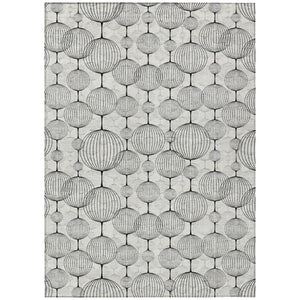 HomeRoots 9' Modern Geometric Washable Area Rug in White, Gray & Silver for Indoor and Outdoor Spaces 9' X 12' 583688