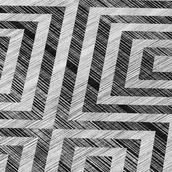 Homeroots 3' Stylish Black, Gray & Silver Geometric Washable Rug For Indoor/Outdoor Spaces - Durable Design 3' X 5' Polyester 583690