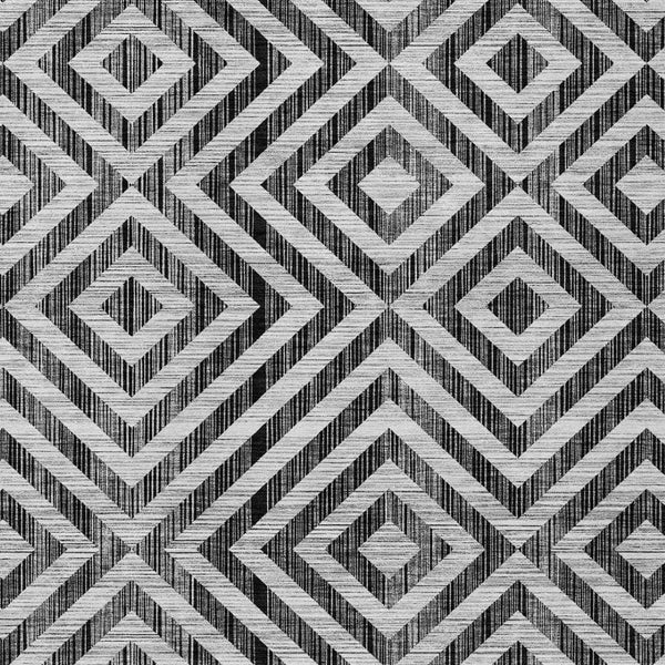 HomeRoots 9' Stylish Black Gray Silver Geometric Area Rug for Indoor Outdoor Use - Durable, Washable & Versatile 9' X 12' 583694