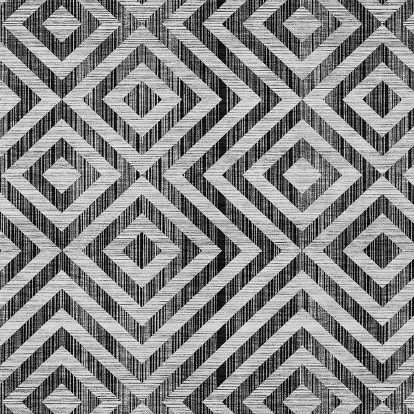 Homeroots 3' Stylish Black, Gray & Silver Geometric Washable Rug For Indoor/Outdoor Spaces - Durable Design 10' X 14' Polyester 583695