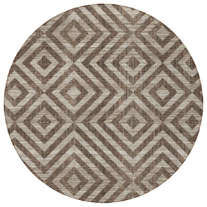 Homeroots 3' Stylish Black, Gray & Silver Geometric Washable Rug For Indoor/Outdoor Spaces - Durable Design 8' Round Polyester 583698
