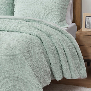 JLA Home Madison Park - Embroidered Plush Faux Fur Comforter Mini Set with Medallion Stitching for Luxurious Lightweight Warmth Aqua MP10-7634