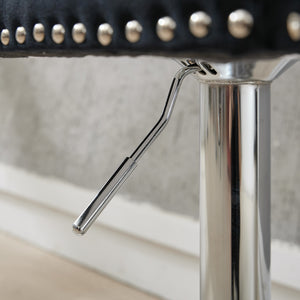 English Elm Thick Velvet Swivel Barstools Adjustable 25-33" Height with 17.7" Chrome Base, Tufted Diamond Pleat Elegance Black W1143P335042