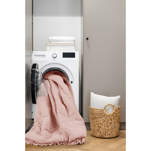 JLA Home Comfort Spaces - Diamond Quilted Ruffle Edge Comforter Set Oeko-Tex Midweight Plush Cloud-Like Loft for Year-Round Comfort Blush AM10-0186