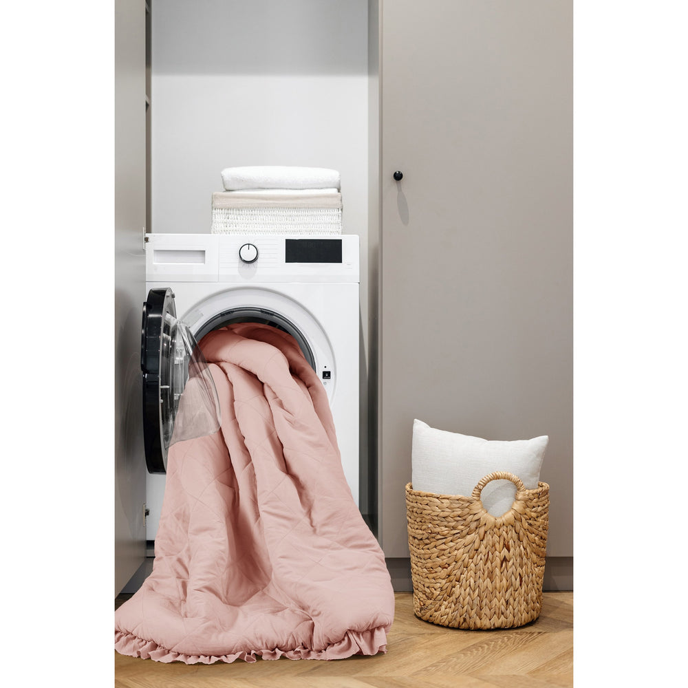 JLA Home Comfort Spaces - Diamond Quilted Ruffle Edge Comforter Set with Cloud-Like Midweight Loft, Oeko-Tex Certified Softness Blush AM10-0187