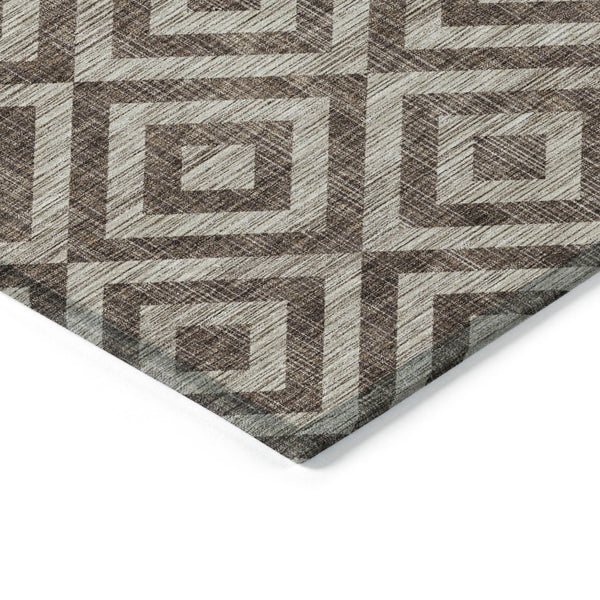 Homeroots 3' Stylish Black, Gray & Silver Geometric Washable Rug For Indoor/Outdoor Spaces - Durable Design 10' X 14' Polyester 583701