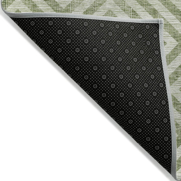 HomeRoots 9' Geometric Green and Beige Indoor Outdoor Area Rug - Durable, Washable, Perfect for High-Traffic Areas 9' X 12' 583706
