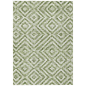 HomeRoots 5' Green and Beige Geometric Area Rug – Durable, Washable Design for Indoor and Outdoor Spaces 10' X 14' 583707