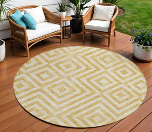 Homeroots 3' Stylish Black, Gray & Silver Geometric Washable Rug For Indoor/Outdoor Spaces - Durable Design 8' Round Polyester 583710