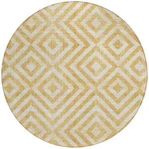 Homeroots 3' Stylish Black, Gray & Silver Geometric Washable Rug For Indoor/Outdoor Spaces - Durable Design 8' Round Polyester 583710