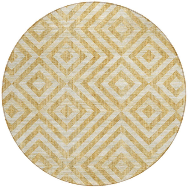 Homeroots 3' Stylish Black, Gray & Silver Geometric Washable Rug For Indoor/Outdoor Spaces - Durable Design 8' Round Polyester 583710