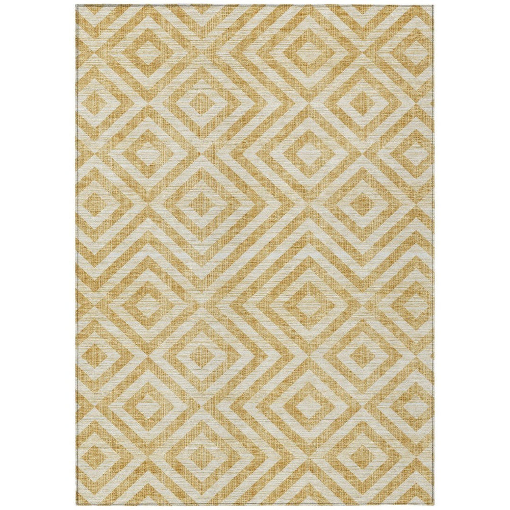HomeRoots 9' Gold Beige Ivory Geometric Area Rug – Stylish, Washable, Indoor/Outdoor Use, Durable & Easy Care 9' X 12' 583712