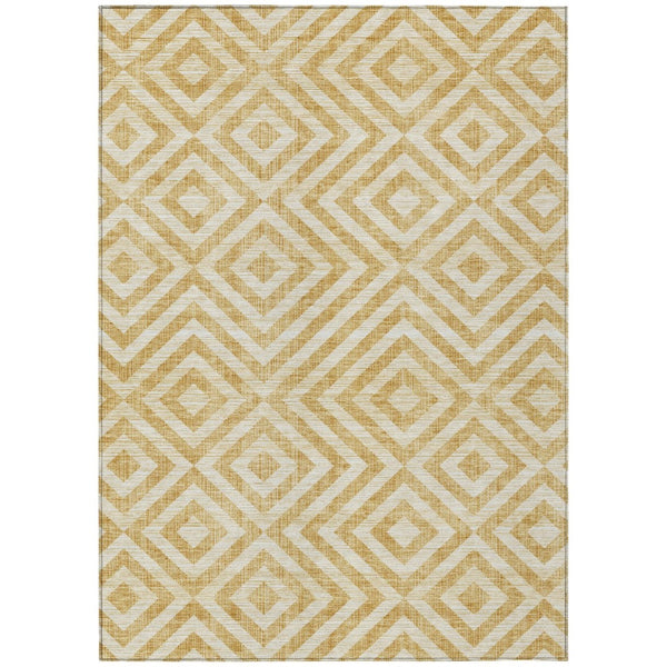 HomeRoots 9' Gold Beige Ivory Geometric Area Rug – Stylish, Washable, Indoor/Outdoor Use, Durable & Easy Care 9' X 12' 583712