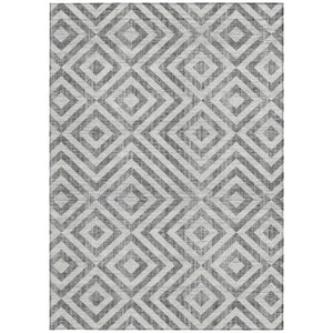 HomeRoots 5' Gray Silver and Ivory Geometric Area Rug - Stylish, Durable, Washable for Indoor and Outdoor Spaces 5' X 8' 583715
