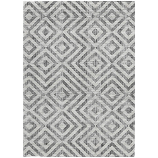 HomeRoots 5' Gray Silver and Ivory Geometric Area Rug - Stylish, Durable, Washable for Indoor and Outdoor Spaces 5' X 8' 583715