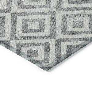 HomeRoots 5' Gray Silver and Ivory Geometric Area Rug - Stylish, Durable, Washable for Indoor and Outdoor Spaces 5' X 8' 583715