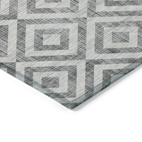 HomeRoots 5' Gray Silver and Ivory Geometric Area Rug - Stylish, Durable, Washable for Indoor and Outdoor Spaces 5' X 8' 583715