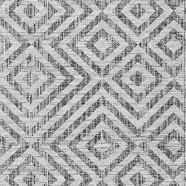 HomeRoots 5' Gray Silver and Ivory Geometric Area Rug - Stylish, Durable, Washable for Indoor and Outdoor Spaces 5' X 8' 583715