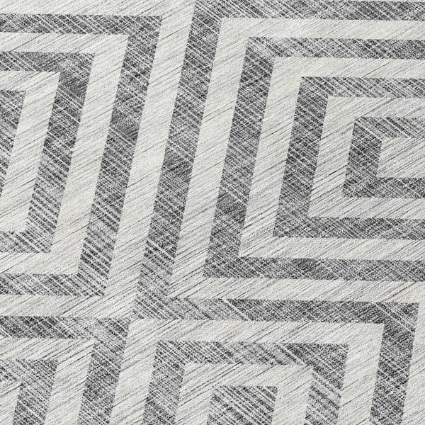 HomeRoots 5' Gray Silver and Ivory Geometric Area Rug - Stylish, Durable, Washable for Indoor and Outdoor Spaces 5' X 8' 583715