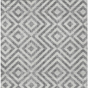 Homeroots 3' Stylish Black, Gray & Silver Geometric Washable Rug For Indoor/Outdoor Spaces - Durable Design 8' X 10' Polyester 583717