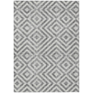 HomeRoots 9' Modern Gray Silver and Ivory Geometric Area Rug - Durable, Washable, Perfect for Indoor and Outdoor Use 9' X 12' 583718