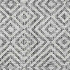 Homeroots 3' Stylish Black, Gray & Silver Geometric Washable Rug For Indoor/Outdoor Spaces - Durable Design 9' X 12' Polyester 583718