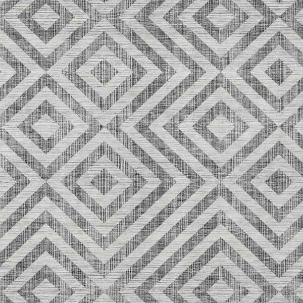 Homeroots 3' Stylish Black, Gray & Silver Geometric Washable Rug For Indoor/Outdoor Spaces - Durable Design 9' X 12' Polyester 583718