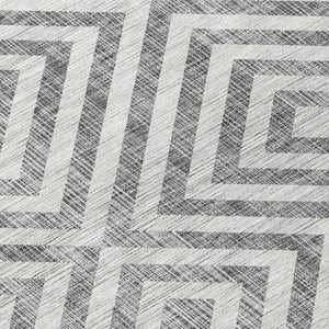 Homeroots 3' Stylish Black, Gray & Silver Geometric Washable Rug For Indoor/Outdoor Spaces - Durable Design 9' X 12' Polyester 583718