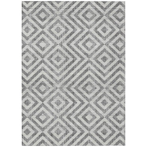 Homeroots 3' Stylish Black, Gray & Silver Geometric Washable Rug For Indoor/Outdoor Spaces - Durable Design 10' X 14' Polyester 583719
