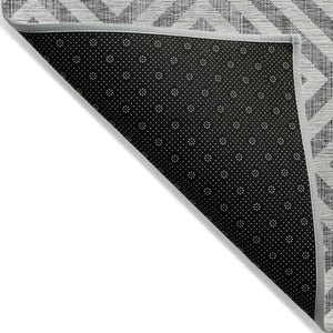 HomeRoots 5' Gray Silver and Ivory Geometric Area Rug - Stylish, Durable, Washable for Indoor and Outdoor Spaces 10' X 14' 583719