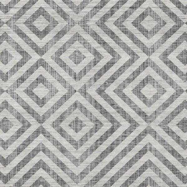 Homeroots 3' Stylish Black, Gray & Silver Geometric Washable Rug For Indoor/Outdoor Spaces - Durable Design 10' X 14' Polyester 583719