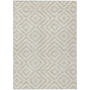 HomeRoots 5' Modern Ivory and Beige Geometric Area Rug – Washable, Durable, Indoor Outdoor Use, Easy Care 10' X 14' 583725