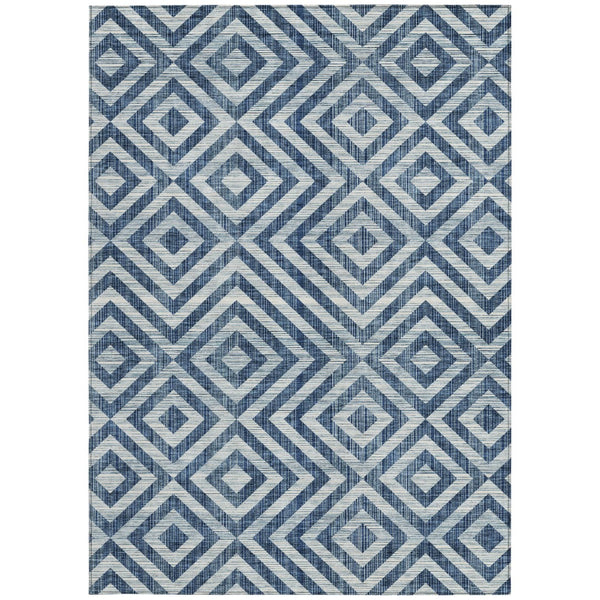Homeroots 3' Stylish Black, Gray & Silver Geometric Washable Rug For Indoor/Outdoor Spaces - Durable Design 8' X 10' Polyester 583729